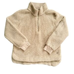 Calvin Klein Cozy Tan Teddy Quarter Zip Jacket